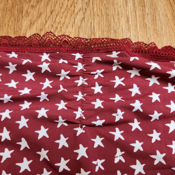 Calvin Klein Red Bikini w/ White Stars Size Large Lace Trim NWT - Picture 2 of 6